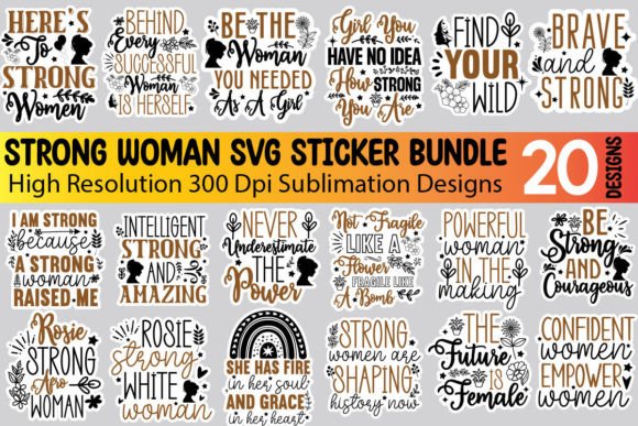 Download Strong Woman Sticker SVG Bundle - Premium Resources